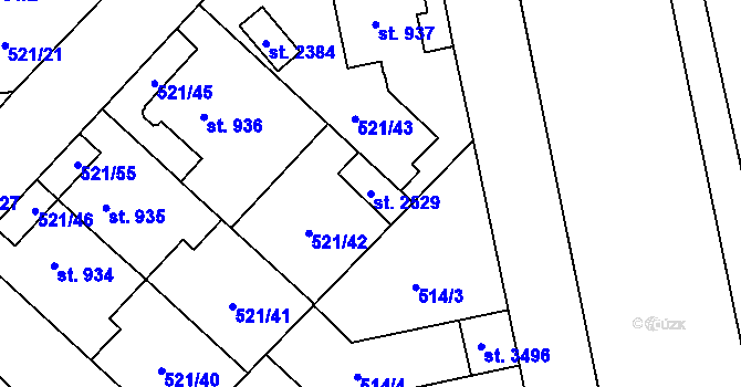 Parcela st. 2529 v KÚ Čáslav, Katastrální mapa