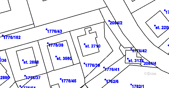 Parcela st. 2710 v KÚ Čáslav, Katastrální mapa