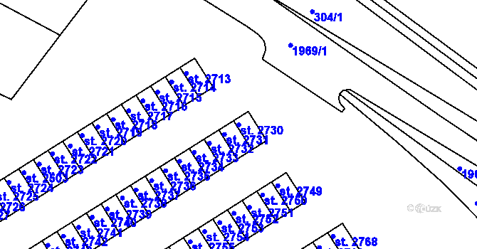Parcela st. 2730 v KÚ Čáslav, Katastrální mapa
