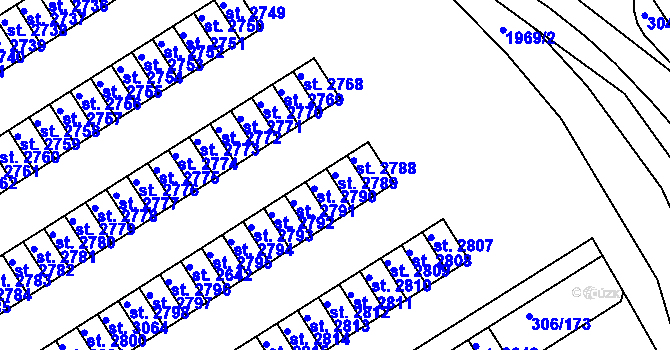 Parcela st. 2789 v KÚ Čáslav, Katastrální mapa