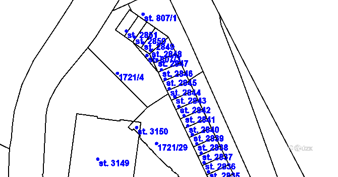 Parcela st. 2844 v KÚ Čáslav, Katastrální mapa
