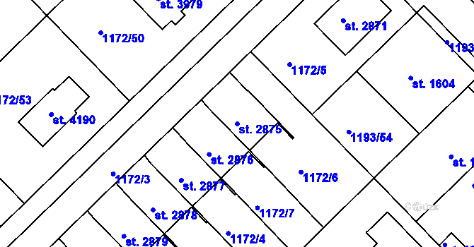 Parcela st. 2875 v KÚ Čáslav, Katastrální mapa