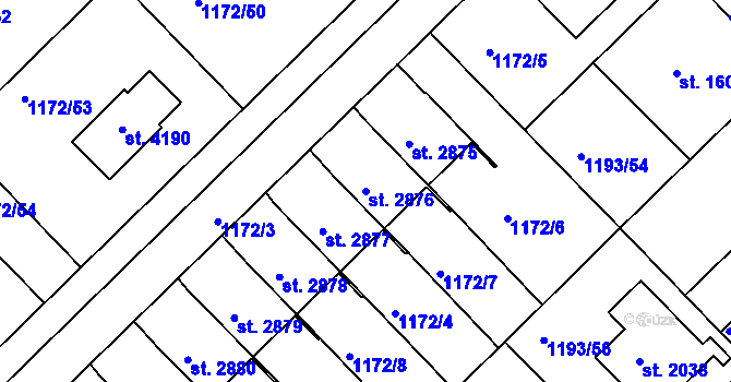 Parcela st. 2876 v KÚ Čáslav, Katastrální mapa