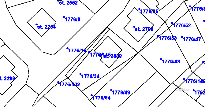 Parcela st. 2889 v KÚ Čáslav, Katastrální mapa