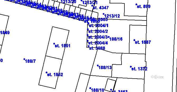 Parcela st. 3088 v KÚ Čáslav, Katastrální mapa