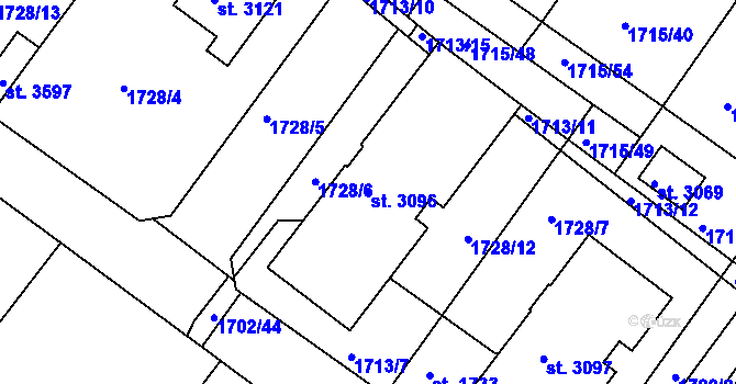 Parcela st. 3096 v KÚ Čáslav, Katastrální mapa