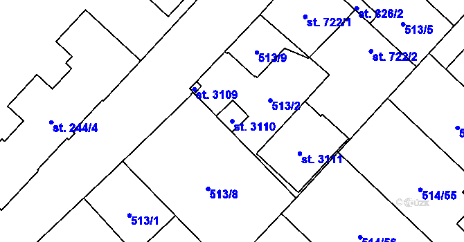Parcela st. 3110 v KÚ Čáslav, Katastrální mapa