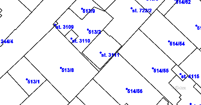 Parcela st. 3111 v KÚ Čáslav, Katastrální mapa