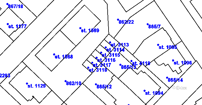 Parcela st. 3115 v KÚ Čáslav, Katastrální mapa
