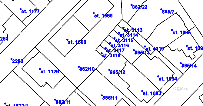 Parcela st. 3118 v KÚ Čáslav, Katastrální mapa