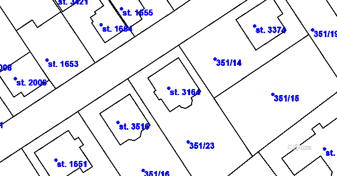 Parcela st. 3164 v KÚ Čáslav, Katastrální mapa