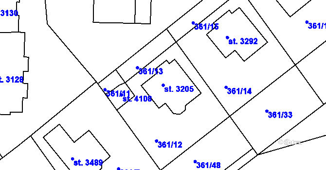 Parcela st. 3205 v KÚ Čáslav, Katastrální mapa