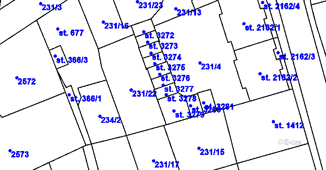 Parcela st. 3277 v KÚ Čáslav, Katastrální mapa