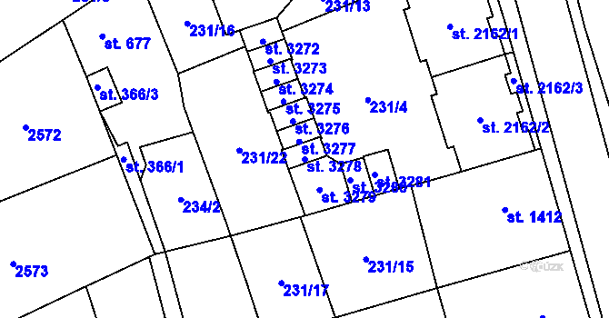 Parcela st. 3278 v KÚ Čáslav, Katastrální mapa