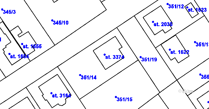 Parcela st. 3374 v KÚ Čáslav, Katastrální mapa