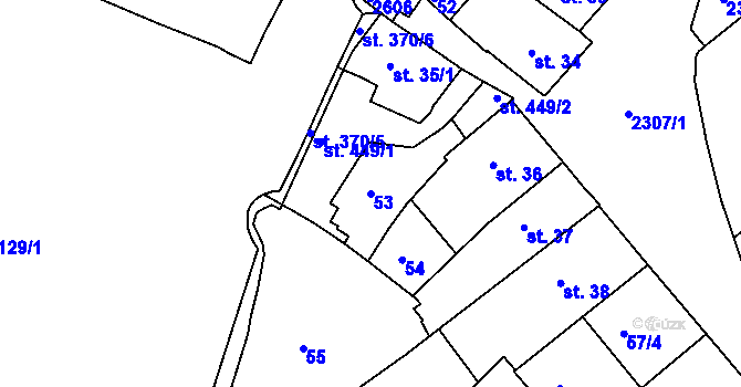 Parcela st. 53 v KÚ Čáslav, Katastrální mapa