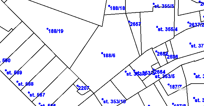 Parcela st. 188/6 v KÚ Čáslav, Katastrální mapa