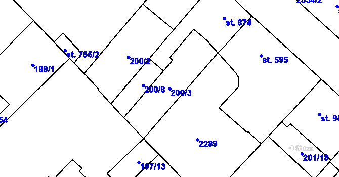 Parcela st. 200/3 v KÚ Čáslav, Katastrální mapa