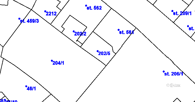 Parcela st. 202/5 v KÚ Čáslav, Katastrální mapa