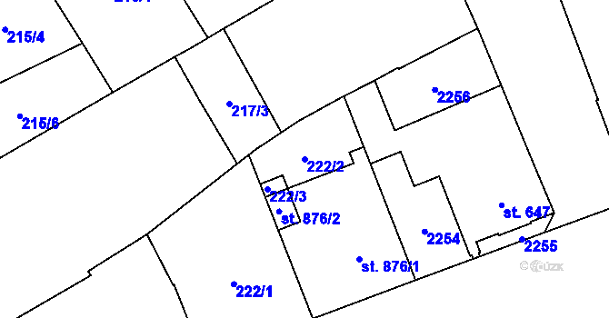 Parcela st. 222/2 v KÚ Čáslav, Katastrální mapa