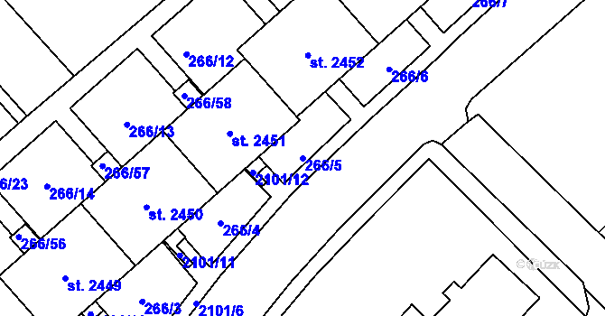 Parcela st. 266/5 v KÚ Čáslav, Katastrální mapa