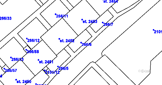 Parcela st. 266/6 v KÚ Čáslav, Katastrální mapa
