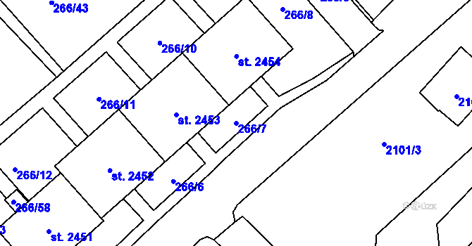 Parcela st. 266/7 v KÚ Čáslav, Katastrální mapa