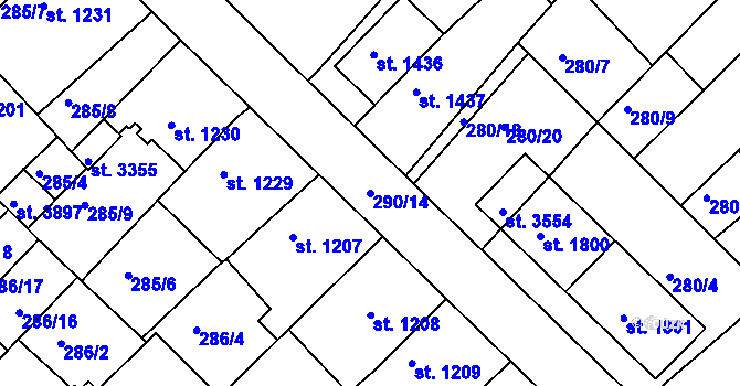 Parcela st. 290/14 v KÚ Čáslav, Katastrální mapa