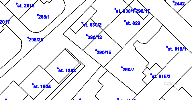 Parcela st. 290/16 v KÚ Čáslav, Katastrální mapa