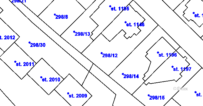 Parcela st. 298/12 v KÚ Čáslav, Katastrální mapa