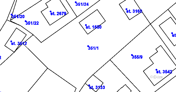 Parcela st. 351/1 v KÚ Čáslav, Katastrální mapa