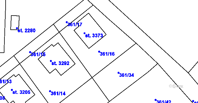 Parcela st. 361/16 v KÚ Čáslav, Katastrální mapa