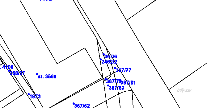 Parcela st. 367/6 v KÚ Čáslav, Katastrální mapa