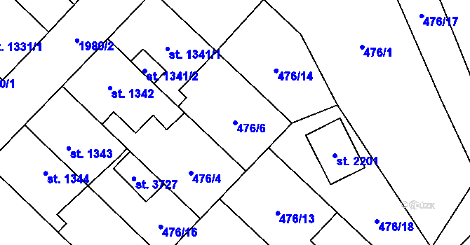 Parcela st. 476/6 v KÚ Čáslav, Katastrální mapa