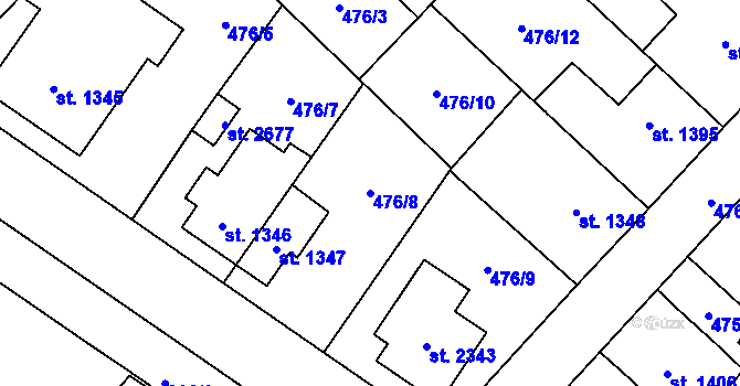Parcela st. 476/8 v KÚ Čáslav, Katastrální mapa