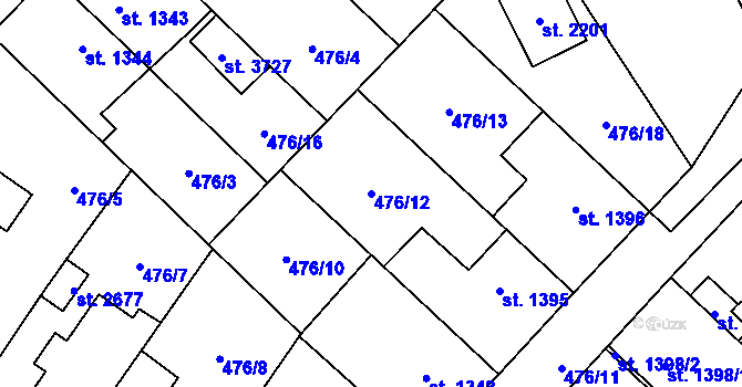 Parcela st. 476/12 v KÚ Čáslav, Katastrální mapa