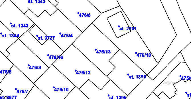 Parcela st. 476/13 v KÚ Čáslav, Katastrální mapa