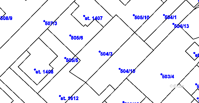 Parcela st. 504/3 v KÚ Čáslav, Katastrální mapa