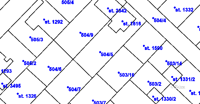 Parcela st. 504/5 v KÚ Čáslav, Katastrální mapa