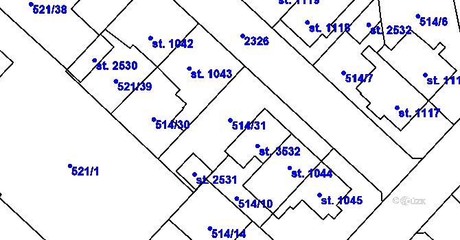 Parcela st. 514/31 v KÚ Čáslav, Katastrální mapa