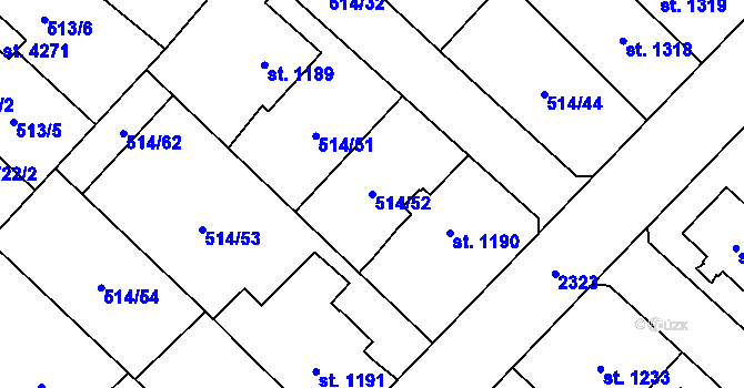 Parcela st. 514/52 v KÚ Čáslav, Katastrální mapa