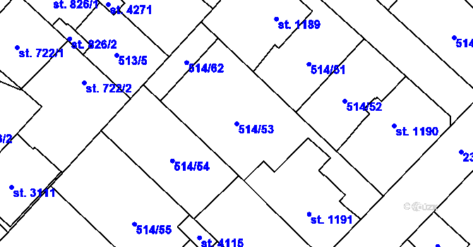 Parcela st. 514/53 v KÚ Čáslav, Katastrální mapa