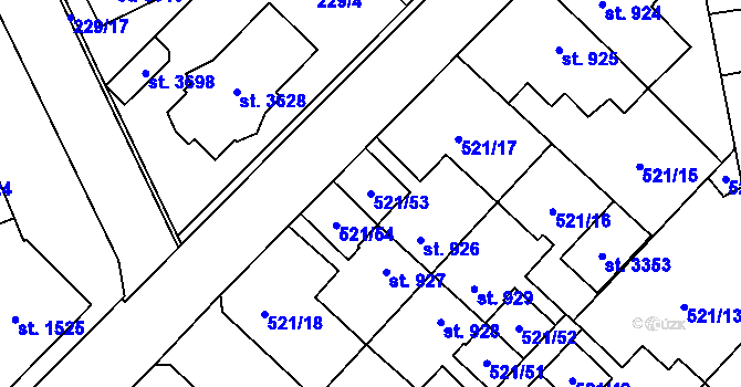 Parcela st. 521/53 v KÚ Čáslav, Katastrální mapa
