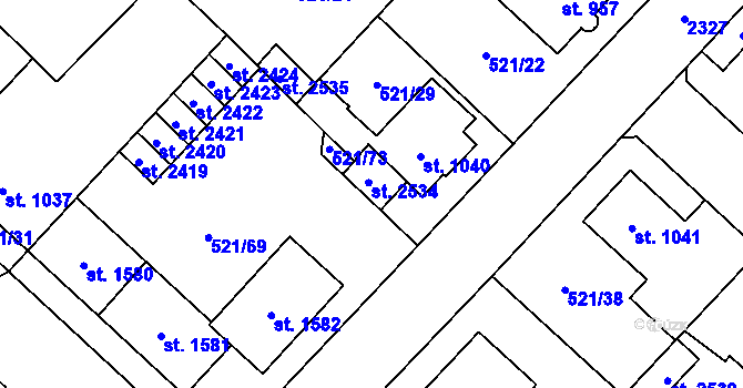 Parcela st. 521/72 v KÚ Čáslav, Katastrální mapa
