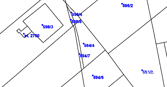 Parcela st. 594/4 v KÚ Čáslav, Katastrální mapa