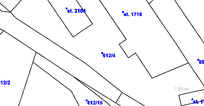 Parcela st. 612/4 v KÚ Čáslav, Katastrální mapa