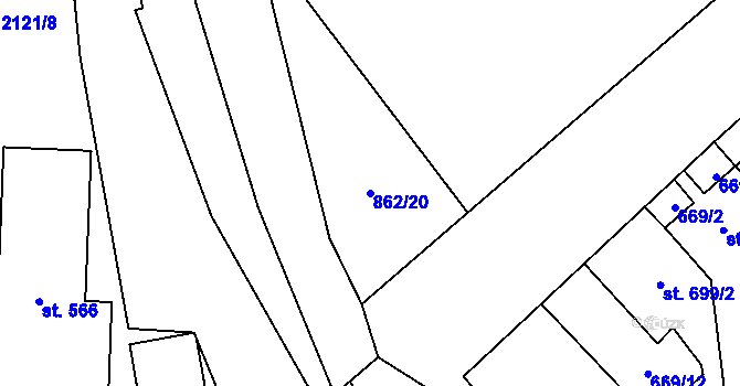 Parcela st. 862/20 v KÚ Čáslav, Katastrální mapa