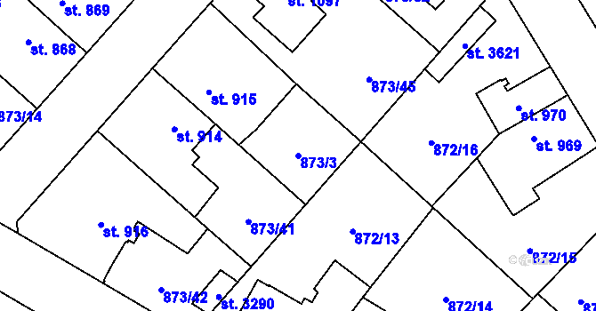 Parcela st. 873/3 v KÚ Čáslav, Katastrální mapa