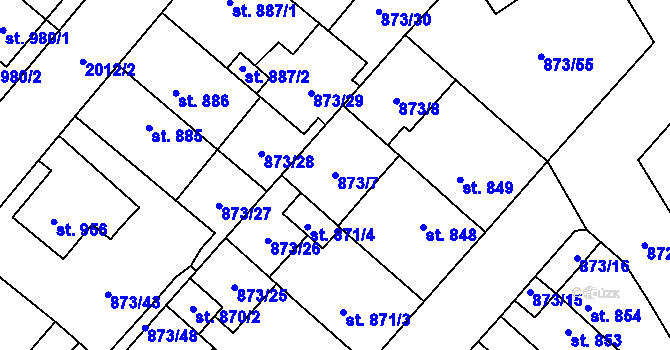 Parcela st. 873/7 v KÚ Čáslav, Katastrální mapa