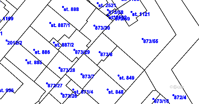 Parcela st. 873/8 v KÚ Čáslav, Katastrální mapa